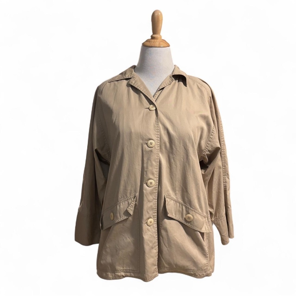VTG Miss O Oscar de la Renta Jacket Sz 6 Lightweight Boxy 3/4 Sleeve Chore Coat